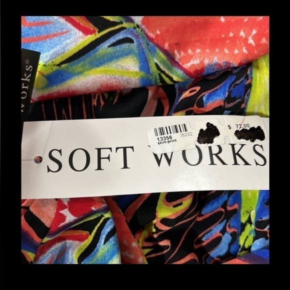 Soft Works Montreal Maxi Skirt Women’s Large Abstract  Artsy Print Stretch NWT - Picture 5 of 7